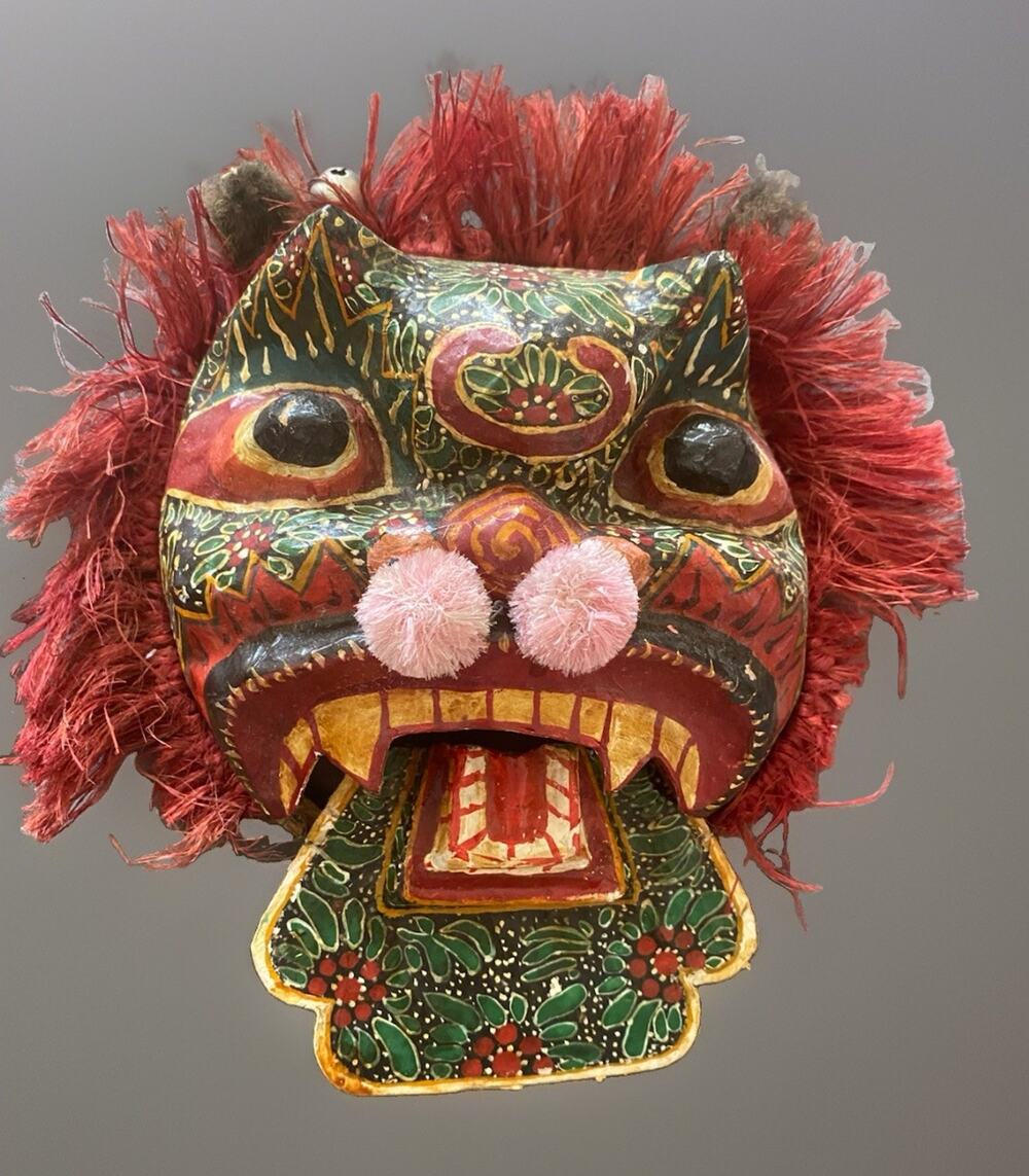 Vintage Chinese Lion/Dragon Dance Head Puppet Mask Folk Art Paper Mâché Handmade